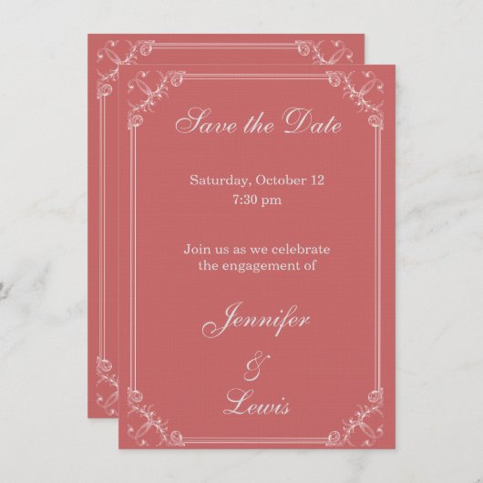 Save the Date anpassbare Verlobung Extravagant Fra (Vorne/Hinten)