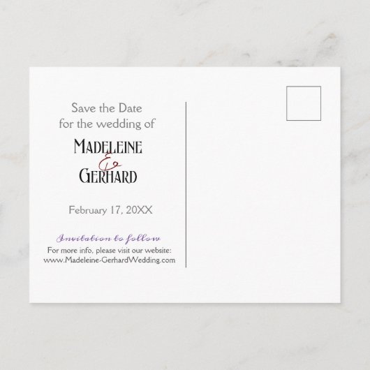 Save the Date anpassen Postkarte (Rückseite)