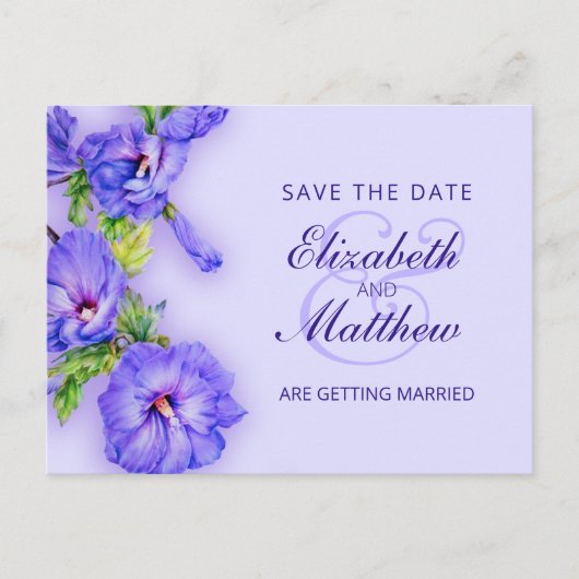 Save the Date Anstrichter Hibiskus auf Postkarte (Vorderseite)