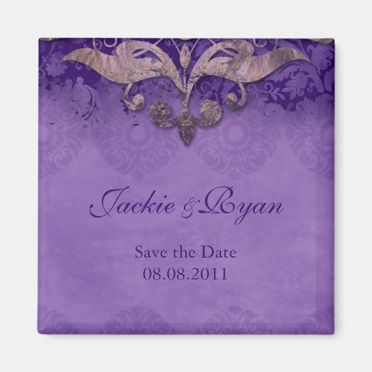 Save the Date Antique Verdigris Lila Brown Magnet (Vorne)