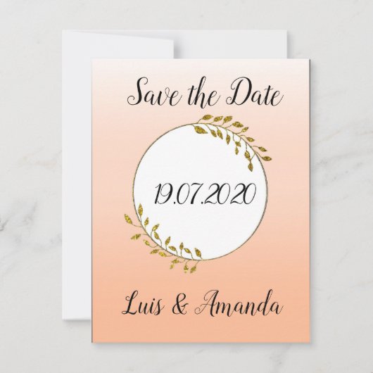 Save the Date Apricot Gold Ranke (Vorderseite)