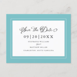 Save The Date | Aqua Blue Green Wedding Elegant Ankündigungspostkarte