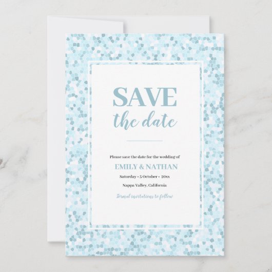 Save the Date Aqua blue Mosaic Einladung (Vorderseite)