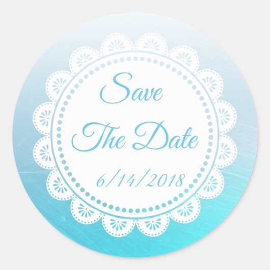 Save the Date Aqua Blue Wedding Sticker (Vorderseite)
