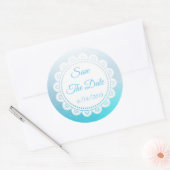 Save the Date Aqua Blue Wedding Sticker (Umschlag)