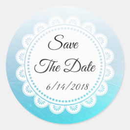 Save the Date Aqua Blue Wedding Sticker