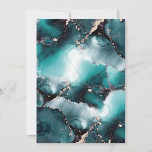 Save the Date aquamarin-grün-farbige Einladung (Rückseite)