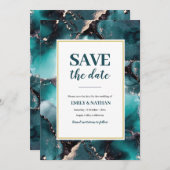 Save the Date aquamarin-grün-farbige Einladung (Vorne/Hinten)