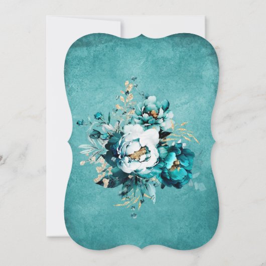 Save the Date Aquamarin- und Goldkarte Einladung (Rückseite)