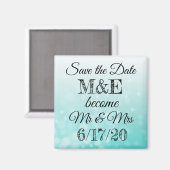 Save the Date Aquamarin Wedding Magnet (Vorderseite/Rückseite)