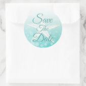 Save the Date Aquamarine Blasen StarfishWedding St Runder Aufkleber (Tasche)