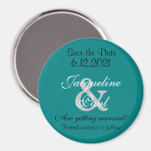 Save the Date Aquamarine grüne Magnete Magnet (Vorderseite/Rückseite)