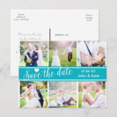 SAVE THE DATE Aquamarine Hochzeit 6 FOTO Postkarte (Vorne/Hinten)