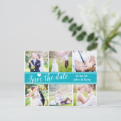 SAVE THE DATE Aquamarine Hochzeit 6 FOTO Postkarte (Stehend Vorderseite)