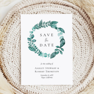 Save the Date Aquamarine Hochzeit im Grünen Einladung