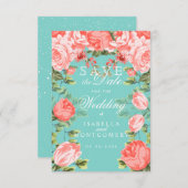 Save the Date Aquamarine und botanische Korallenfl (Vorne/Hinten)
