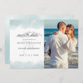 Save The Date | Aquamariner grüner Wasserfarbenstr Einladung (Vorne/Hinten)