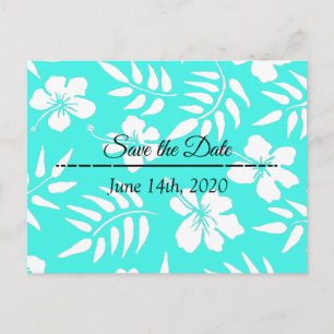 Save the Date Aquamariner Hibiskus Tropical Themed Postkarte