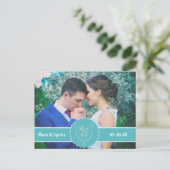 Save the Date Aquamarines Foto Ankündigungspostkarte (Stehend Vorderseite)