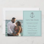 Save the Date aquamarines Nautic Monogram Foto (Vorderseite)