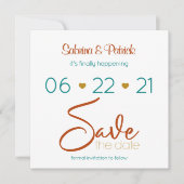 Save the Date Aquamarines Rostgold Einladung (Vorderseite)