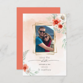 Save the Date Aquarellbilder Blume Foto Rahmen Einladung