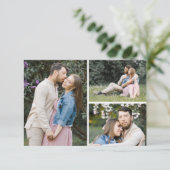 Save the Date Aquarellblume 3-Foto-Karte Einladung (Stehend Vorderseite)