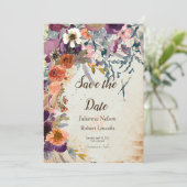 Save the Date Aquarellblumen Einladung (Stehend Vorderseite)