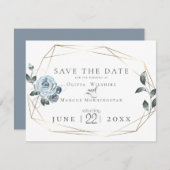 Save The Date | Aquarellfarben, blau, floralblau (Vorne/Hinten)