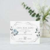 Save The Date | Aquarellfarben, blau, floralblau (Stehend Vorderseite)