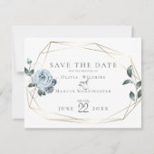Save The Date | Aquarellfarben, blau, floralblau (Vorderseite)
