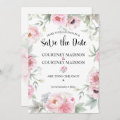 Save the Date Aquarellfarben Rosen Blume (Vorne/Hinten)