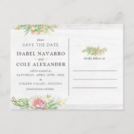 Save the Date Aquarellfarben-Sukkulatur Postkarte