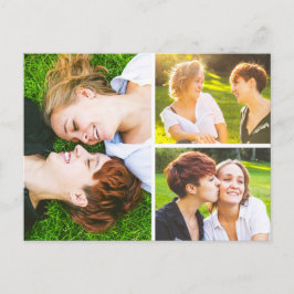 Save the Date Aquarellfarben-Wildblumen 3-Foto Postkarte