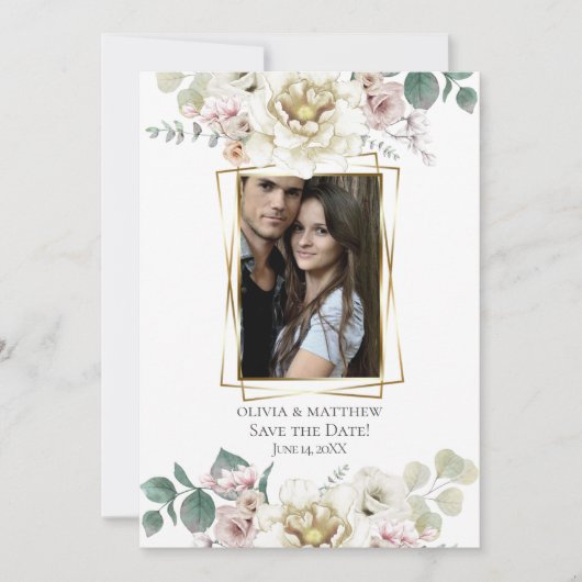 Save The Date | Aquarellfarbener Alabaster Einladung (Vorderseite)