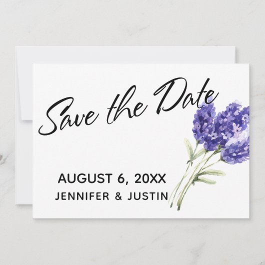Save the Date Aquarelllavender-Blume (Vorderseite)
