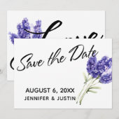 Save the Date Aquarelllavender-Blume (Vorne/Hinten)
