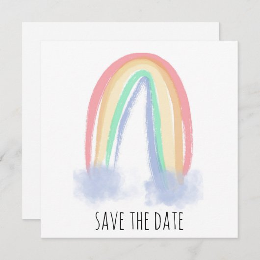 Save the Date Aquarellmaler Regenbogen (Vorne/Hinten)