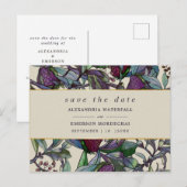 Save the Date Aquarellpflaume lila Postkarte (Vorne/Hinten)