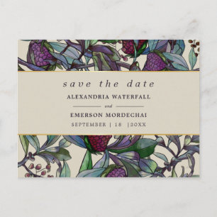 Save the Date Aquarellpflaume lila Postkarte