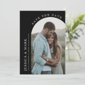 Save the Date Arch Foto Wedding Einladung (Stehend Vorderseite)