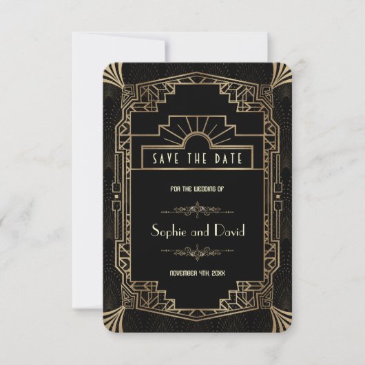 Save The Date | Art Deco Black Gatsby 1920s (Vorderseite)