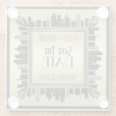 Save the Date Art Deco Champagne Gold Gatsby Glam Glasuntersetzer (Rückseite)