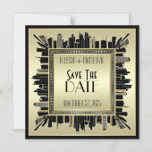 Save the Date Art Deco Champagne Gold Gatsby Glam Magneteinladung (Vorderseite)