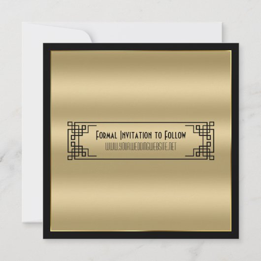 Save the Date Art Deco Gatsby Glamour Gold Black Einladung (Rückseite)