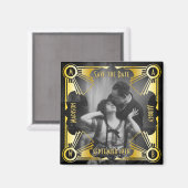 Save the Date Art Deco Wedding Gold & Black Foto Magnet (Vorderseite/Rückseite)