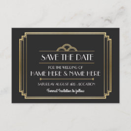 Save the Date Art Deco Wedding Party Gold Einladun