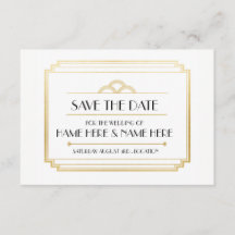 Save the Date Art Deco Wedding Party Gold Einladun