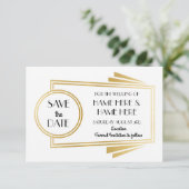 Save the Date Art Deco Wedding Party Gold Einladun (Stehend Vorderseite)