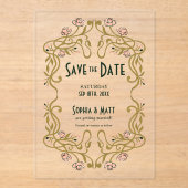 Save The Date Art Nouveau Wedding Acryleinladungen (Vorderseite)